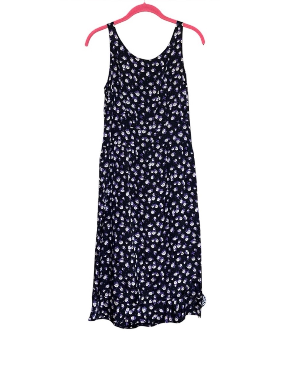 Claudie Pierlot Parisian Floral Midi Dress Black Romantic Minimalist Chic Small